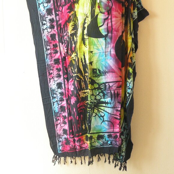 KD480 Tie Dye Women Batwing VNeck Kaftan Dolman Women Abaya Dress Up to 5X - Picture 2 of 2